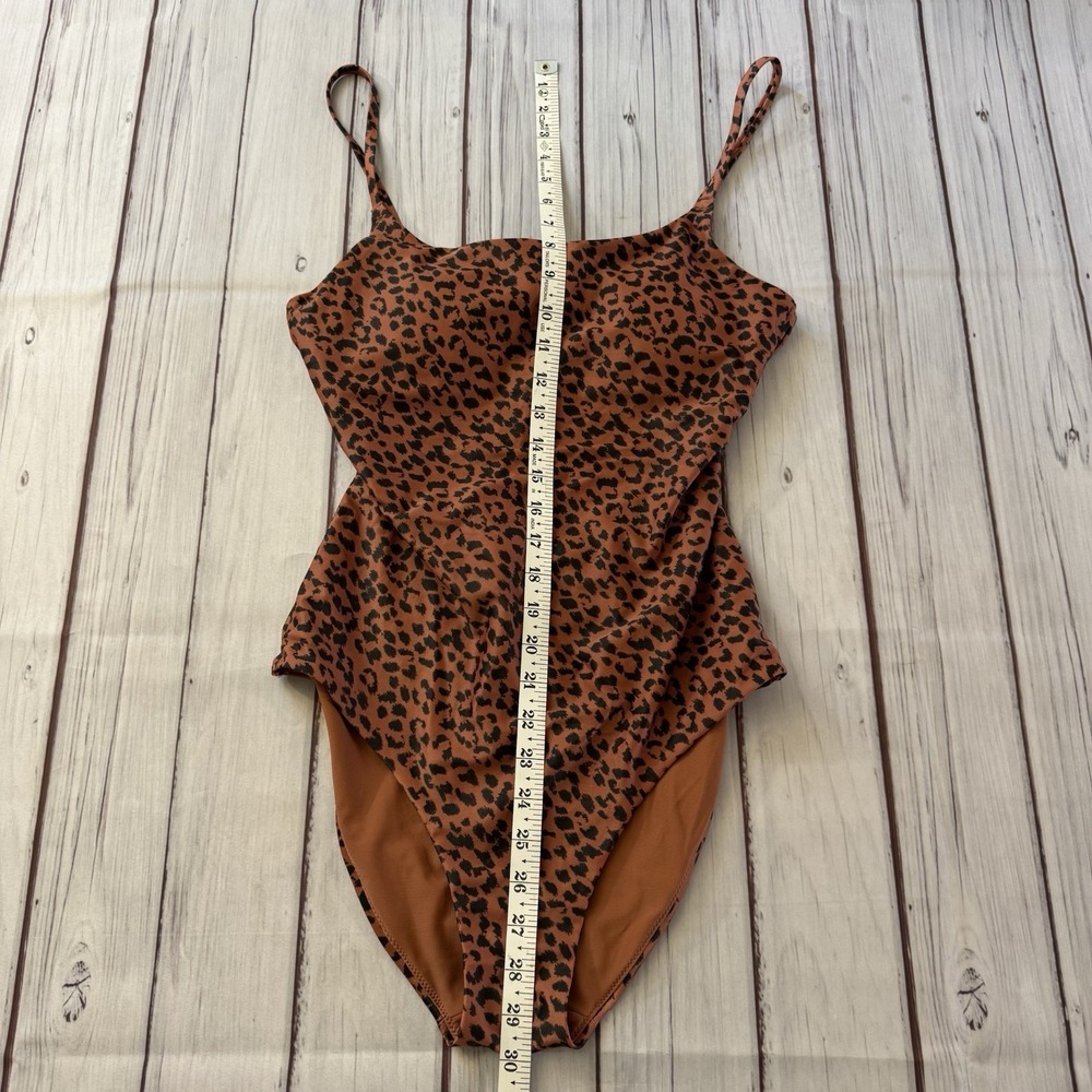 Aerie Leopard Tie Back One Piece Swimsuit Medium Animal Print Full Coverage - Picture 5 of 11